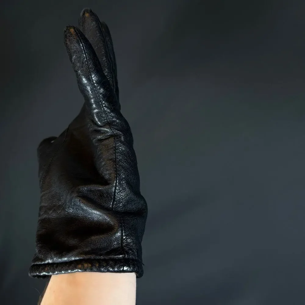 Wilsons Suede & Leather Black Gloves Size M Genuine Leather vintage